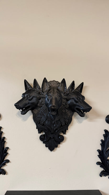 Cerberus Guardian of the Underworld Wall Sculpture Gothic Mythology Decor 3 Headed Dog Wall Art Dark Fantasy Home Decor Occult Wall Hanging
