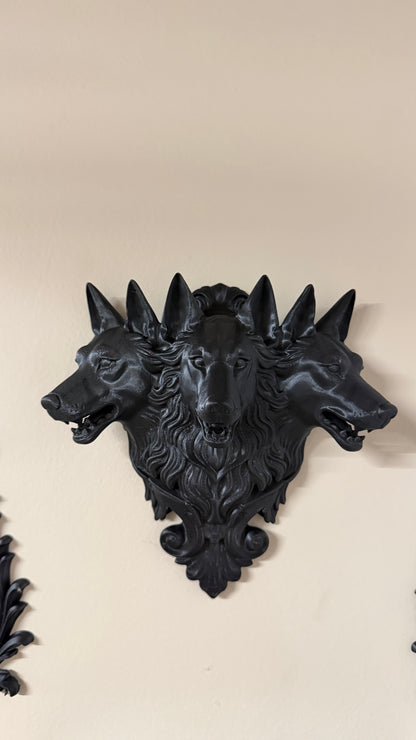 Cerberus Guardian of the Underworld Wall Sculpture Gothic Mythology Decor 3 Headed Dog Wall Art Dark Fantasy Home Decor Occult Wall Hanging