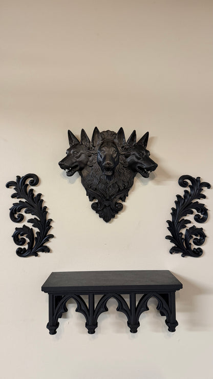 Cerberus Guardian of the Underworld Wall Sculpture Gothic Mythology Decor 3 Headed Dog Wall Art Dark Fantasy Home Decor Occult Wall Hanging