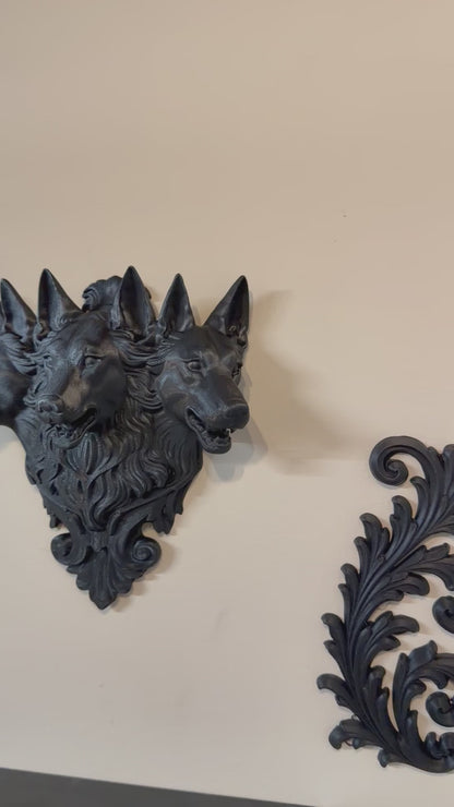 Cerberus Guardian of the Underworld Wall Sculpture Gothic Mythology Decor 3 Headed Dog Wall Art Dark Fantasy Home Decor Occult Wall Hanging